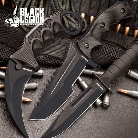 Black Fixed Blade Knife Set - Image 3