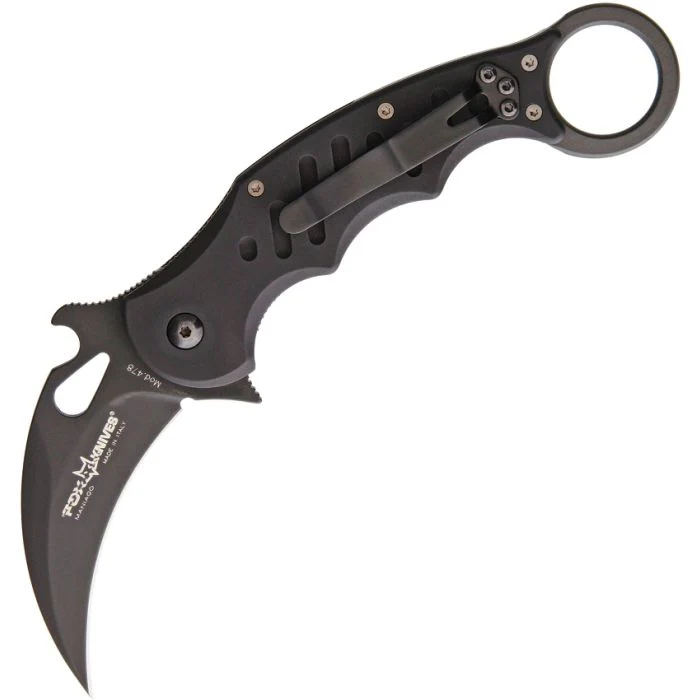 Fox 478 Black Aluminum Folding Karambit - Emerson Wave - Image 2