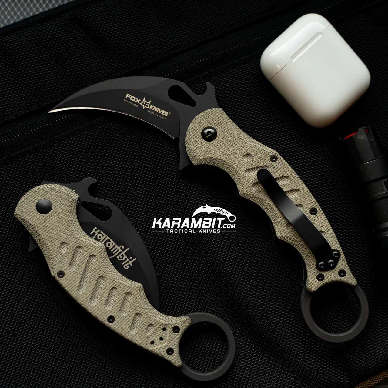 Fox 479 Green Micarta G10 Folding Karambit - Emerson Wave