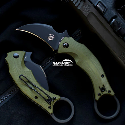 Fox Bastinelli Black Bird OD Green Folding Karambit - Emerson Wave - Image 2