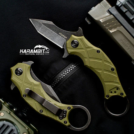 FoxEdge The Claw Straight OD Green G10 Folding Karambit - Emerson Wave - Image 2