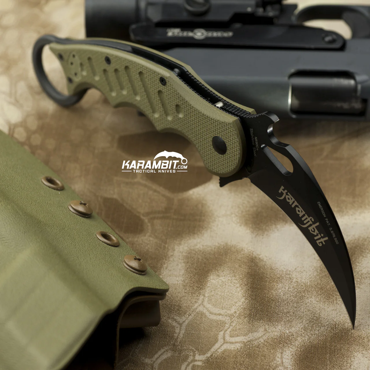Fox 599 OD Green G10 Folding Karambit - Emerson Wave - Image 4