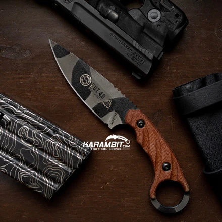 TOPS C.U.T. 4.0 Micarta Fixed Karambit Camo - Image 3